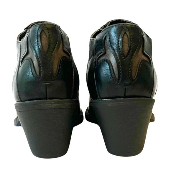 ROPER Sarah Leather Tooled-Inlay Embroidered Black/ Brown Ankle Boots Women-6.5 - Picture 5 of 16